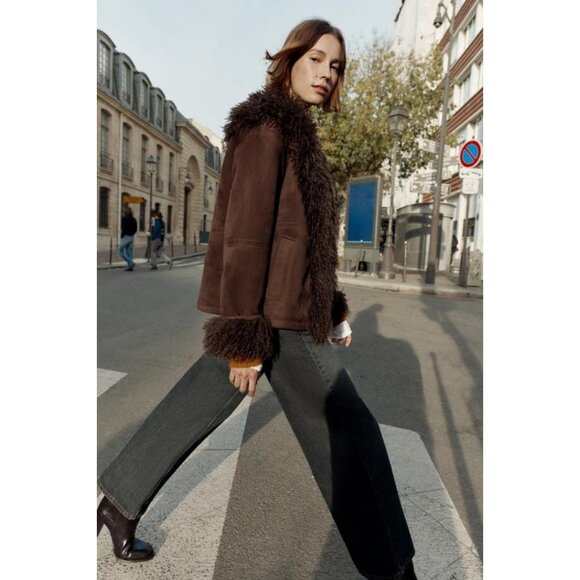 ZARA DOUBLE-FACED FAUX FUR JACKET - Picture 3 of 9